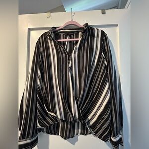 Black and white striped blouse